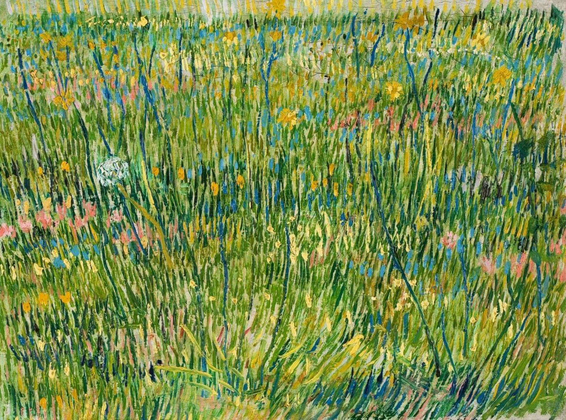 Schilderij Grasgrond van Vincent van Gogh.